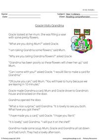 Reading comprehension - Gracie Visits Grandma