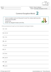 Common Exception Words 2
