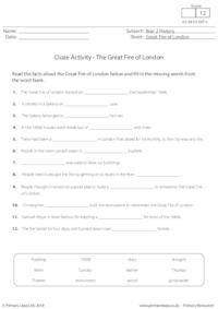Cloze Activity - The Great Fire of London