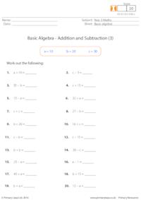 Basic Algebra - Addition and Subtraction (3)
