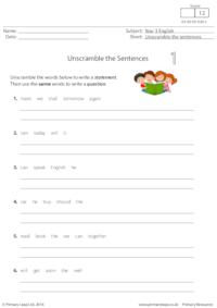 Unscramble the Sentences 1