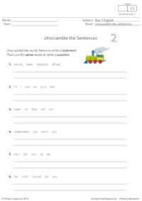 Unscramble the Sentences 2