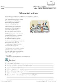 Welcome Back to School - Poetry