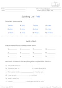 Spelling List - 'wh'