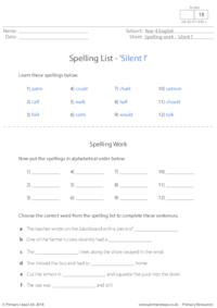 Spelling List - 'Silent l'
