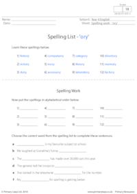 Spelling List - 'ory'