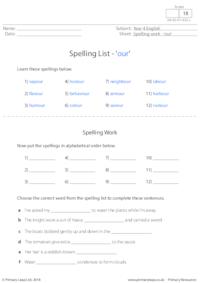 Spelling List - 'our'
