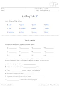 Spelling List - 'ir'