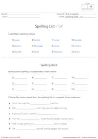 Spelling List - 'ur'