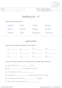 Spelling List - 'ei'  