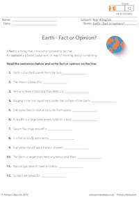 Earth - Fact or Opinion?