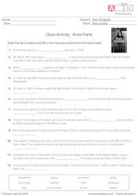 Cloze Activity - Anne Frank