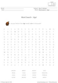 Spelling Word Search - 'dge' words