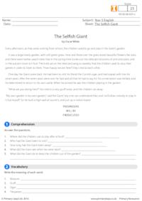 Reading Comprehension - The Selfish Giant