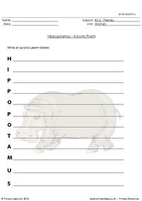 Hippopotamus acrostic poem