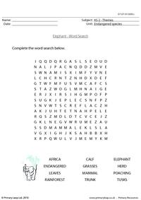 Elephant word search