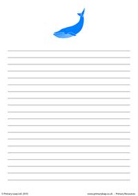 Blue whale writing paper 2