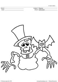 Halloween colouring picture - skeleton 1