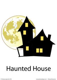 Halloween flashcard - haunted house