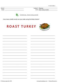 How many words - roast turkey