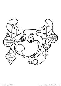 Colouring picture - Reindeer with baubles