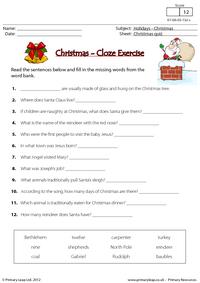 Christmas - Cloze exercise