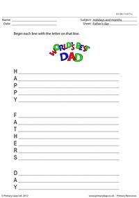 Father's day - Acrostic poem 2