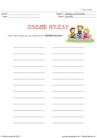 How many words - Summer holiday