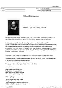 William Shakespeare - Comprehension